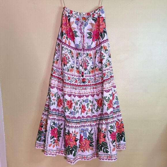 FARM Rio Dresses & Skirts - FARM Rio White Maxi Skirt with Pink & Green Botanical Print-